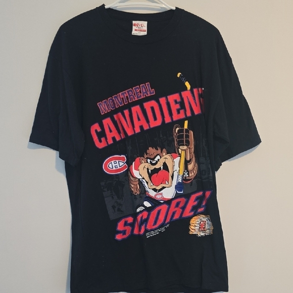 Vintage Other - Vintage 1993 Taz Looney Tunes Montreal Canadians Habs Black Graphic T-Shirt